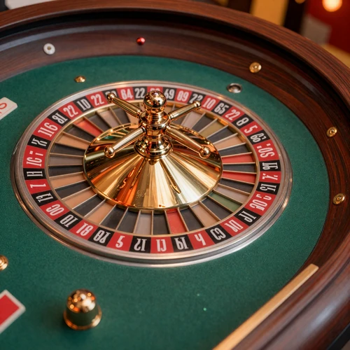 European Roulette RNG Tischspiel mit gr&uuml;nem Filz und goldenem Rahmen