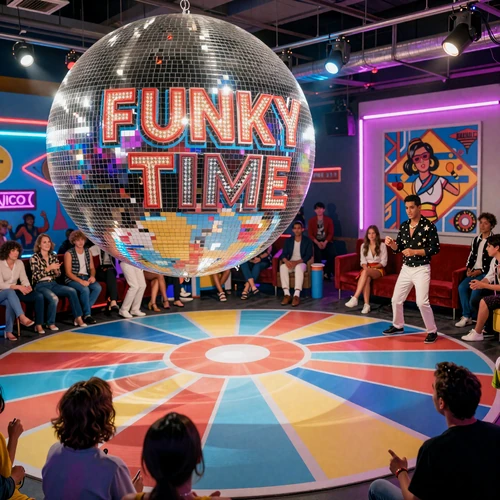 Funky Time Disco Game Show im 70er-Jahre-Stil von Evolution